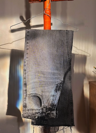 Calça jeans wide leg — Cinza